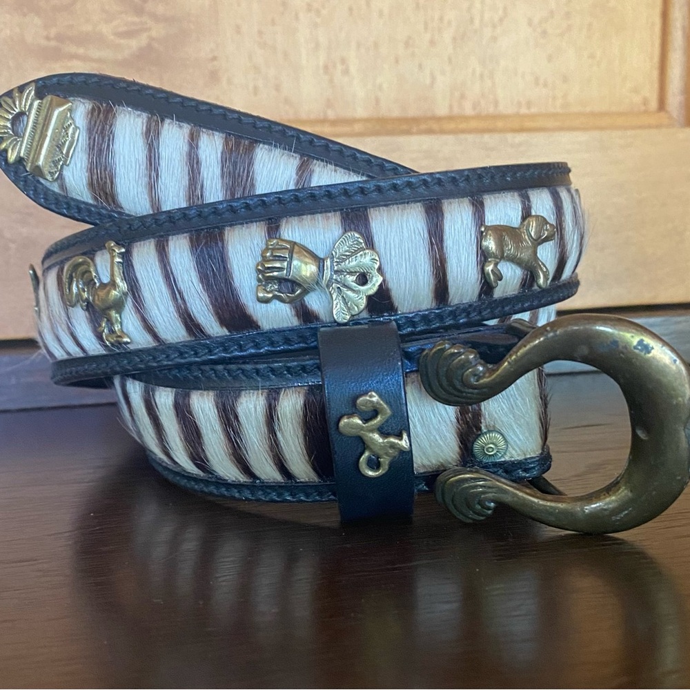 Lord & Taylor Animal Motif Leather Belt